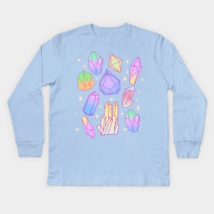 Magical Crystal Flood Pastel Goth Kawaii Witch Kids Long Sleeve T-Shirt